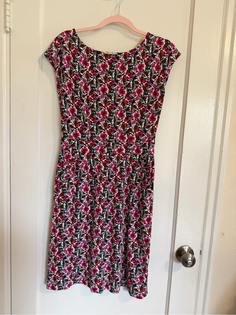 Boden Floral Pink Cap-Sleeve Women’s Dress